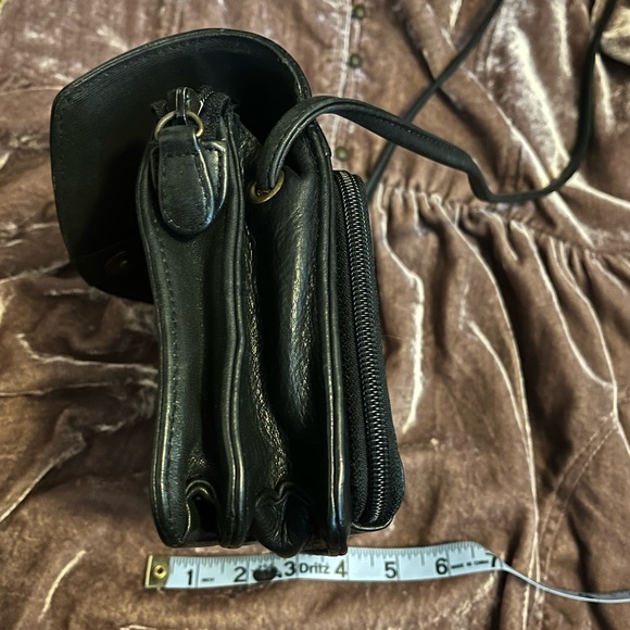 90s Fossil Black Pebbled Leather Crossbody Bag - Picture 6 of 8